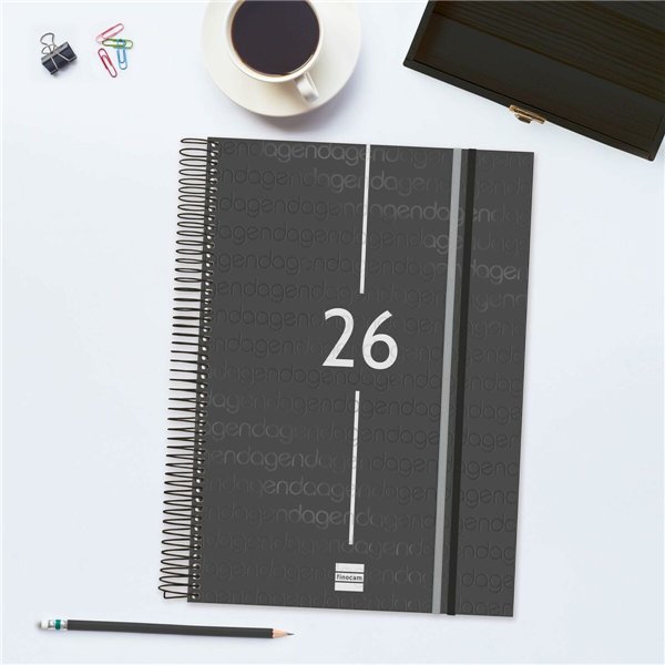 Diary Finocam YEAR Black A4 21 x 29,7 cm 2026