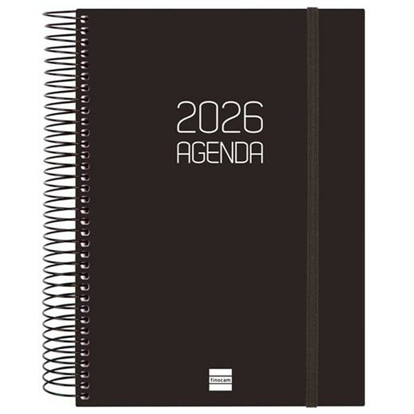 Diary Finocam OPAQUE Black A5 15,5 x 21,2 cm 2026