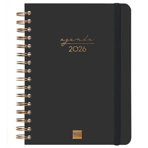 Diary Finocam Alma Black A5 15,5 x 21,2 cm 2026