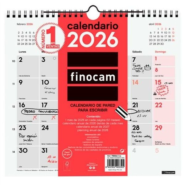 Wall calendar Finocam Paper 2026 26,5 x 24,5 cm