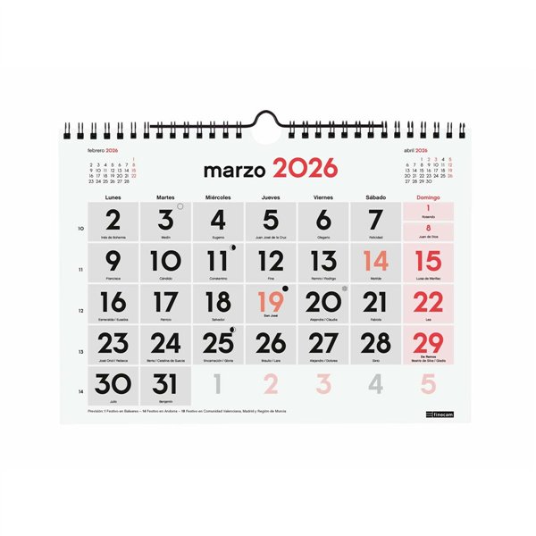 Wall calendar Finocam A5 Paper 2026 21 x 15 cm