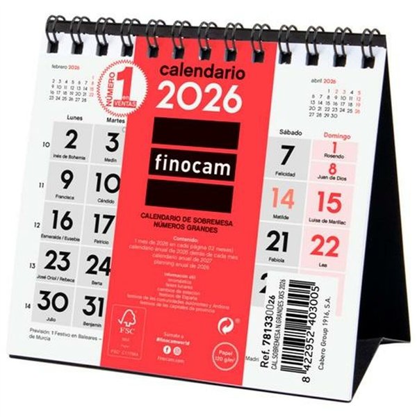 Desktop Calendar Finocam Paper 11 x 11 cm 2026