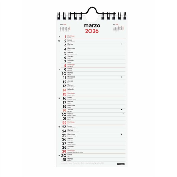 Wall calendar Finocam Paper 2026 11 x 23,5 cm