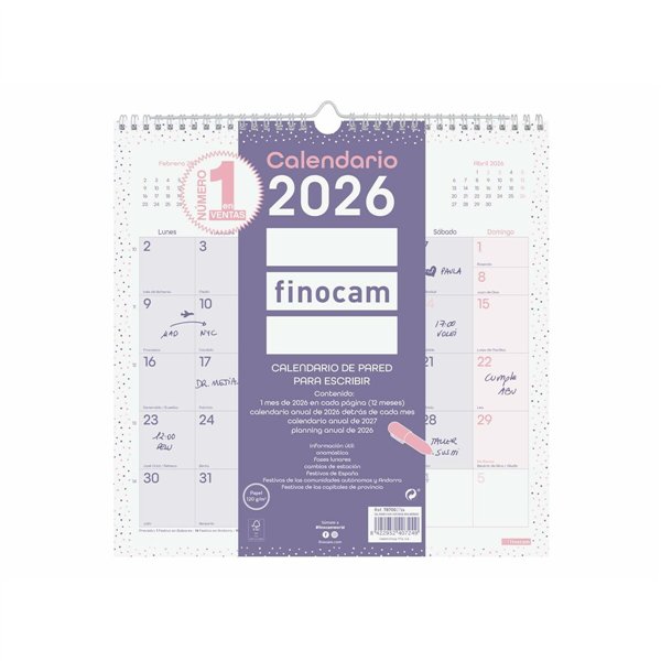 Wall calendar Finocam Multicolour Paper 30 x 30 cm