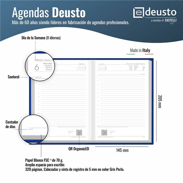 Appointment book Deusto PREMIUM Green A5 14,5 x 20,5 cm 2026