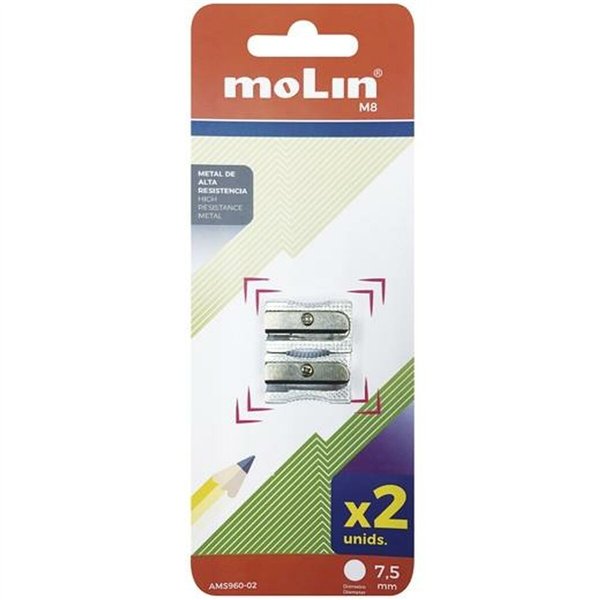 Pencil Sharpener Molin Silver Metal 2 Pieces (12 Units)