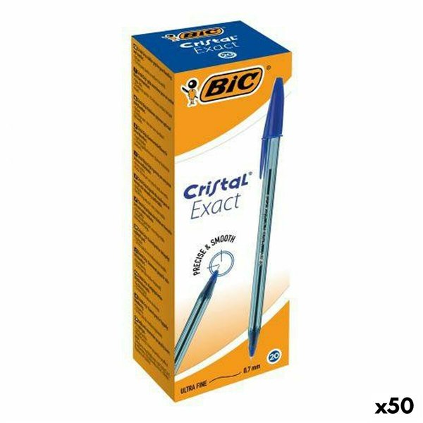 Set of Biros Bic CRISTAL EXACT Blue 0,28 mm 20 Pieces (50 Units)