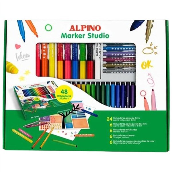 Set of Felt Tip Pens Alpino MARKER STUDIO Multicolour 48 Pieces (4 Units)