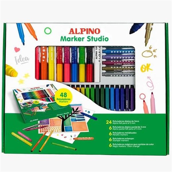 Set of Felt Tip Pens Alpino MARKER STUDIO Multicolour 48 Pieces (4 Units)