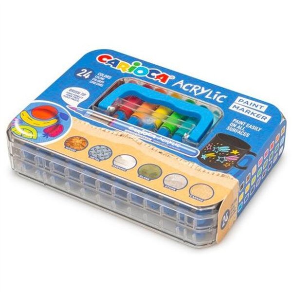 Set of Felt Tip Pens Carioca Acrylic PAINT MARKER Multicolour 24 Pieces (6 Units)