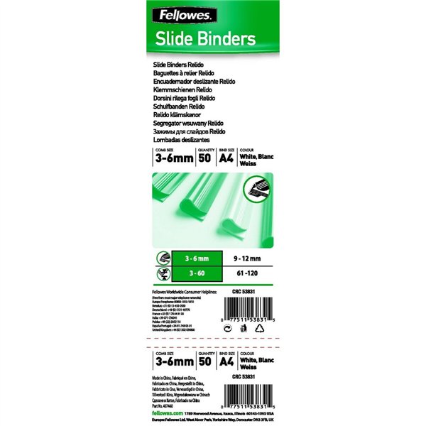 Binding covers Fellowes A4 Plastic White (50 Units)