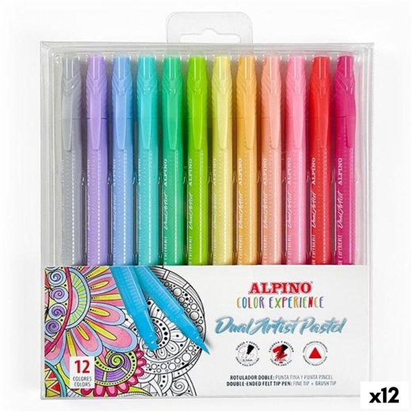 Set of Felt Tip Pens Alpino COLOR EXPERIENCE DUAL ARTIST Multicolour Cake 12 Pieces (12 Units)