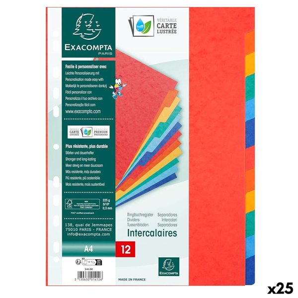 Seperators Exacompta A4 Multicolour (25 Units) (12 Units)
