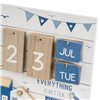 Desktop Calendar Blue White Natural MDF Wood 22 x 7 x 22 cm