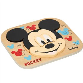 Child's Wooden Puzzle Disney Mickey Mouse + 12 Months 6 Pieces (12 Units)