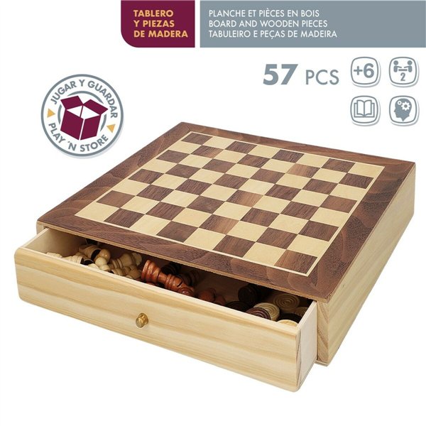 Chess and Checkers Board CB Games Wood Drawer (4 Units)