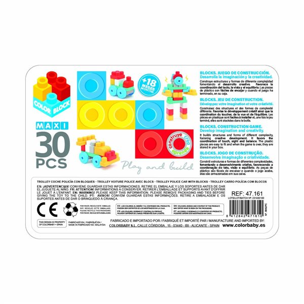 Building Blocks Color Block Suitcase Police Car 30 Pieces (2 Units)