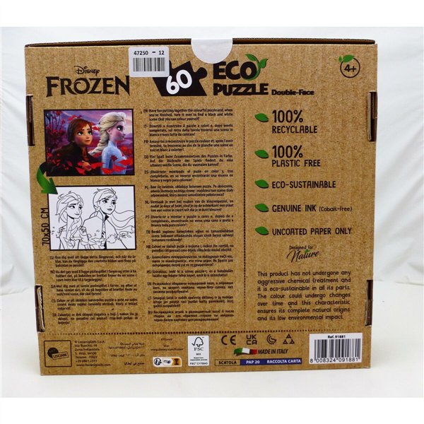 Child's Puzzle Frozen Double-sided 60 Pieces 70 x 1,5 x 50 cm (12 Units)