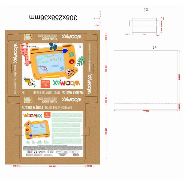 Magic Blackboard Woomax Zookabee Tiger Wood 30 x 2,5 x 26 cm (6 Units)