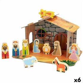 Christmas nativity set Woomax Wood Cardboard 22 x 16 x 12 cm 11 Pieces
