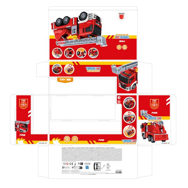 Fire Engine with Light and Sound Speed & Go 34 x 25 x 12 cm (4 Units)
