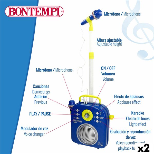 Speaker with Karaoke Microphone Bontempi 2 Units