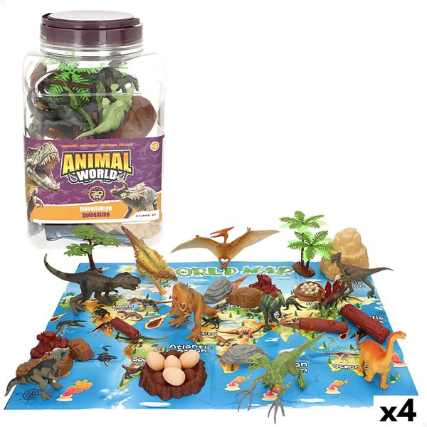 Set of Dinosaurs Colorbaby 18 x 10 x 6 cm 30 Pieces 4 Units