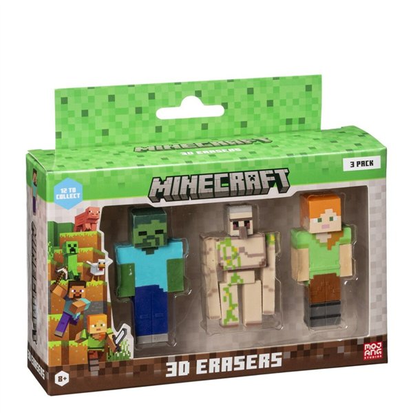 3D eraser set Minecraft MC4021C 3 Pieces