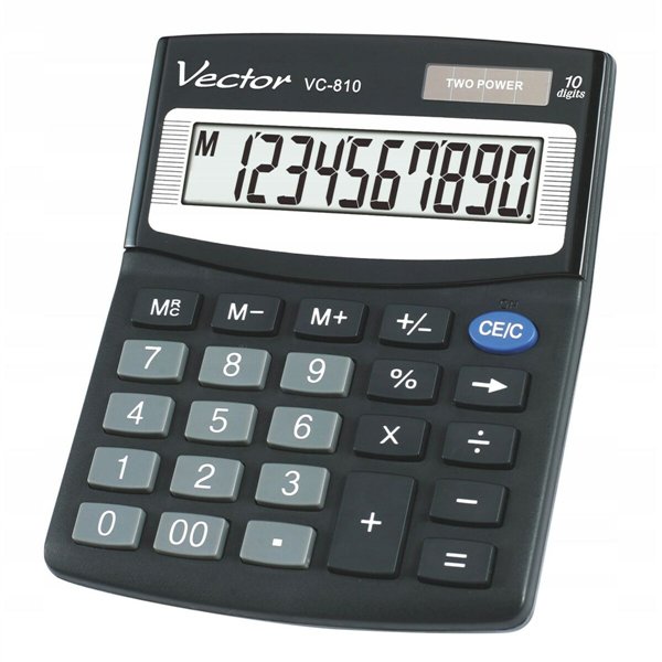 Calculator Vector VC-810 Black Plastic