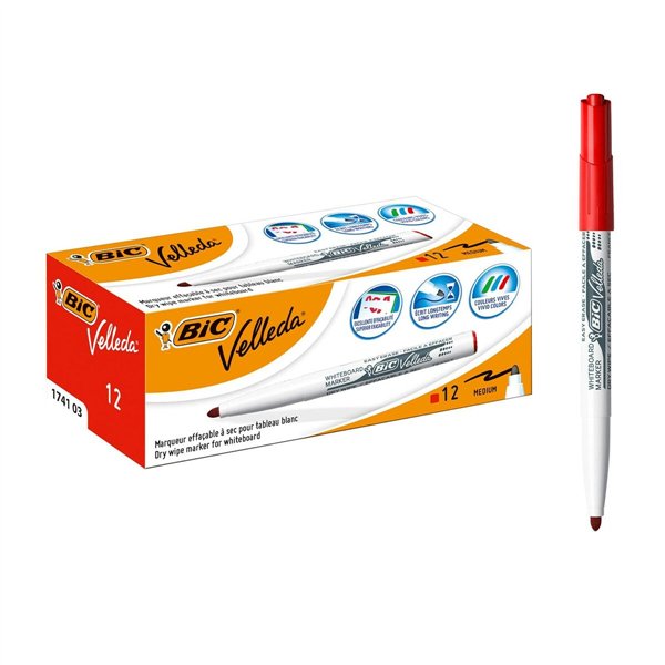 Marker pen/felt-tip pen Bic Velleda 1741 White Red Whiteboard