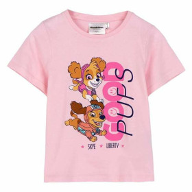 Child's Short Sleeve T-Shirt The Paw Patrol White Pink