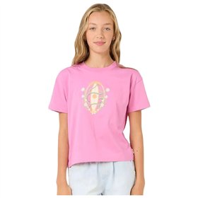 Child's Short Sleeve T-Shirt Rip Curl Island Surf Crop Pink
