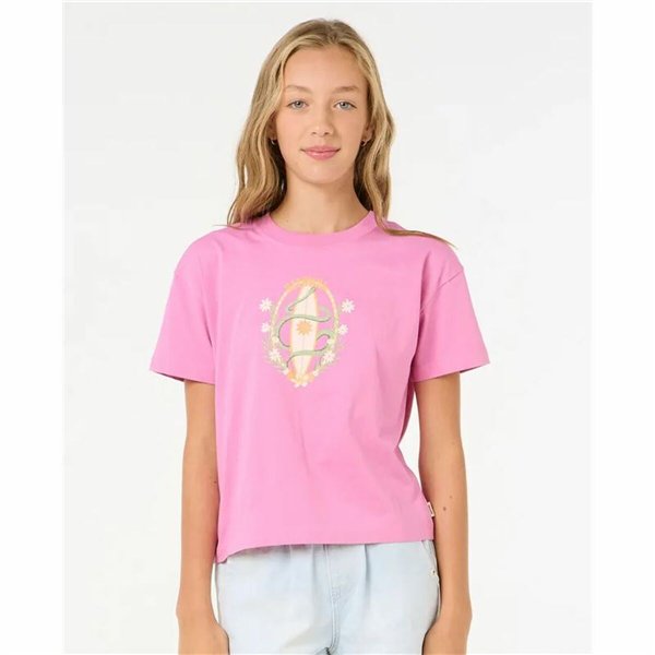 Child's Short Sleeve T-Shirt Rip Curl Island Surf Crop Pink