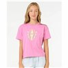 Child's Short Sleeve T-Shirt Rip Curl Island Surf Crop Pink