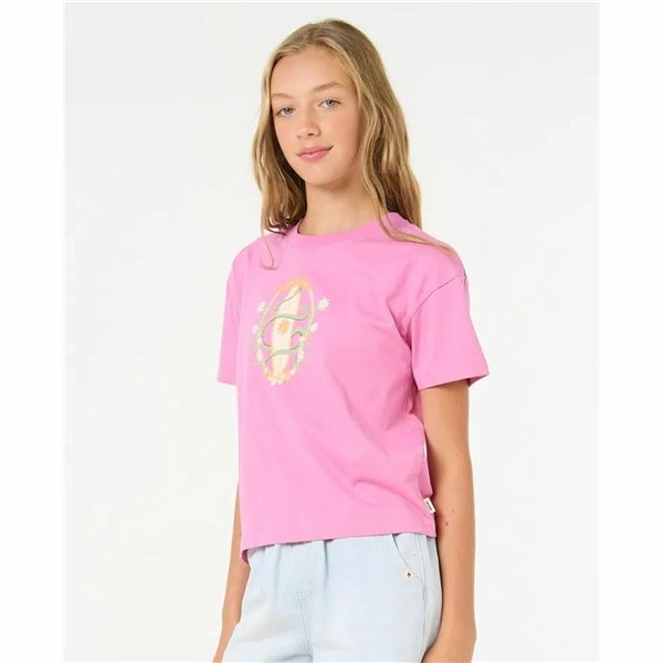 Child's Short Sleeve T-Shirt Rip Curl Island Surf Crop Pink
