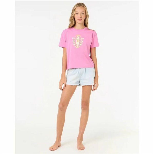 Child's Short Sleeve T-Shirt Rip Curl Island Surf Crop Pink