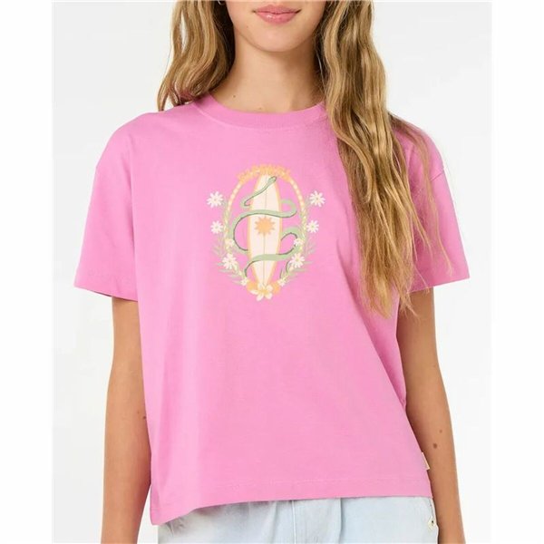 Child's Short Sleeve T-Shirt Rip Curl Island Surf Crop Pink