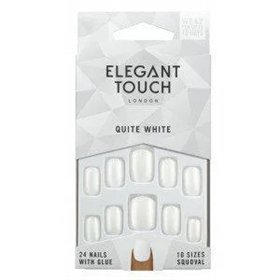 False nails Elegant Touch Polished Colour Rounded Quite White 24 Pieces (48 uds)