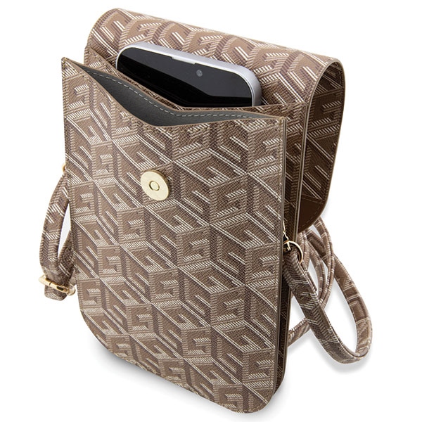 Guess bag for phone GUWBHGCFSEW brown Wallet GCube Stripe