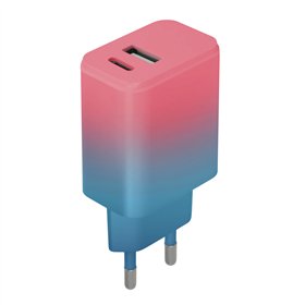 Setty charger USB + USB-C 20W LSIG-AC-20 pink-turquoise gradient
