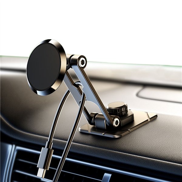 Setty magnetic car windshield holder round clear black QUSM-S-RC-01