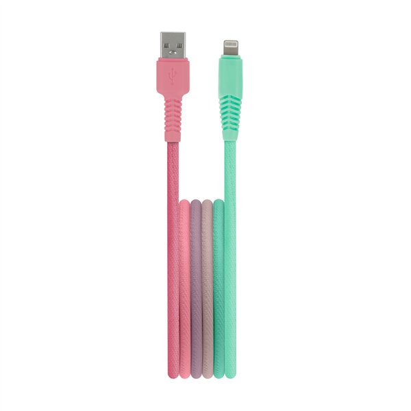 Setty cable USB - Lightning 1,5 m 2,4A KGA-L-1.52420 turquoise-pink gradient
