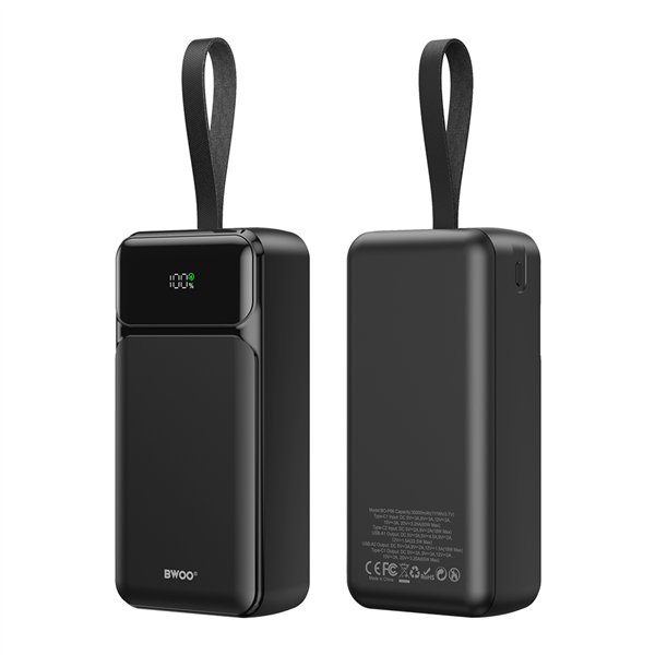 BWOO 65W power bank 30000 mAh 2x USB-A, 1 x USB-C with LCD display, black
