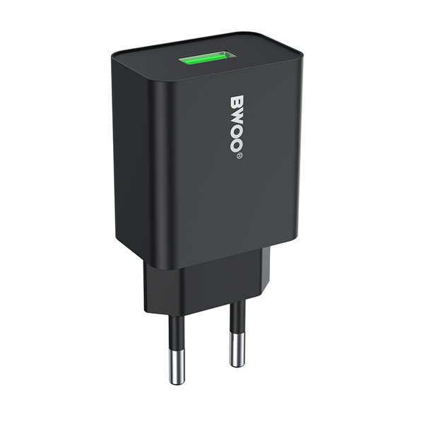 BWOO wall charger CDA249 5V 2,4A USB-A, black