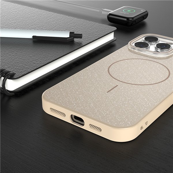 Glitter Thin Mag case for iPhone 16e brown