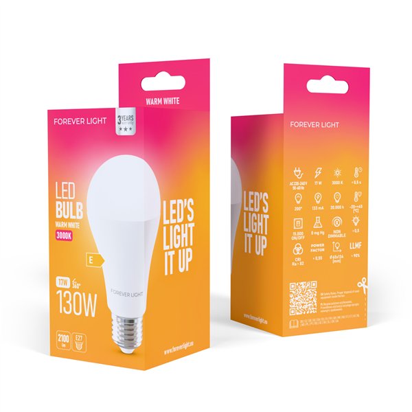 Forever Light LED Bulb E27 A65 17W 2100lm 3000K class E