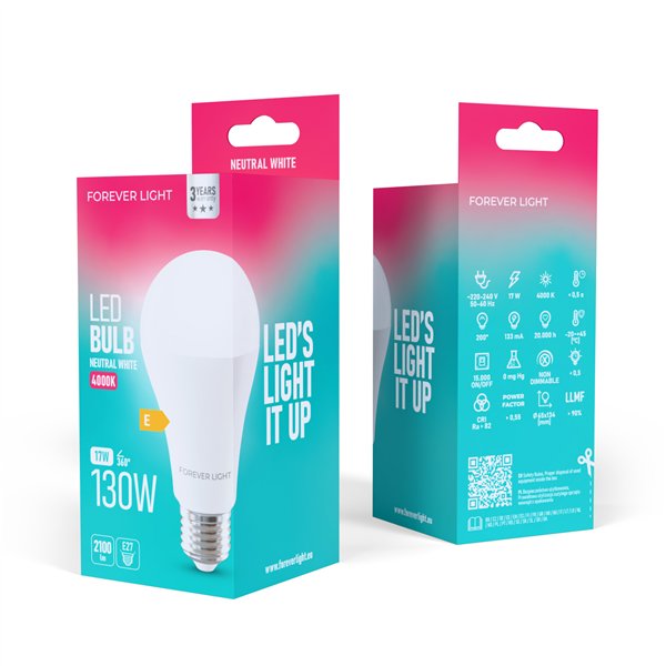 Forever Light LED Bulb E27 A65 17W 2100lm 4000K class E