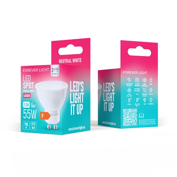 Forever Light LED Bulb GU10 7.3W 710lm 4000K class F