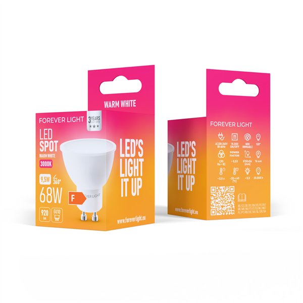 Forever Light LED Bulb GU10 9.5W 920lm 3000K class F