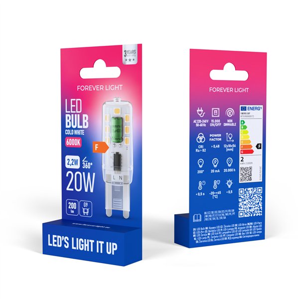 Forever Light LED Bulb G9 2.2W 200lm 6000K class F